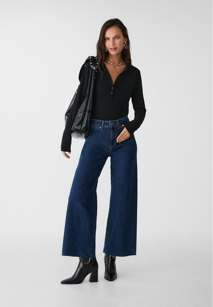 Stradivarius Blugi Straight Fit Minimaliști Denim Albastru 36