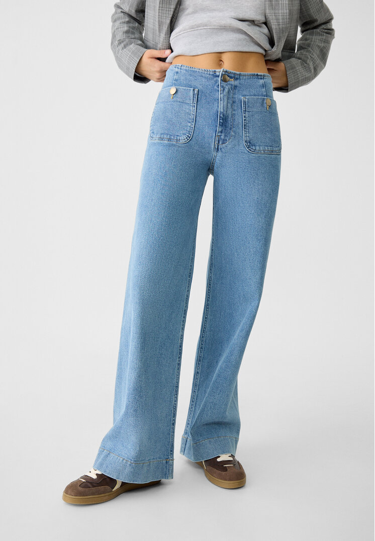 Stradivarius D77 Minimalist jeans with pockets  Blue denim 4