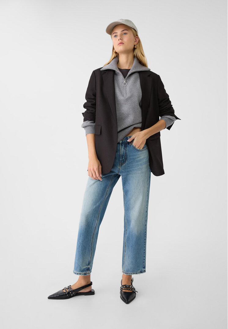 Stradivarius Blugi D96 Straight Fit Cropped Denim 40