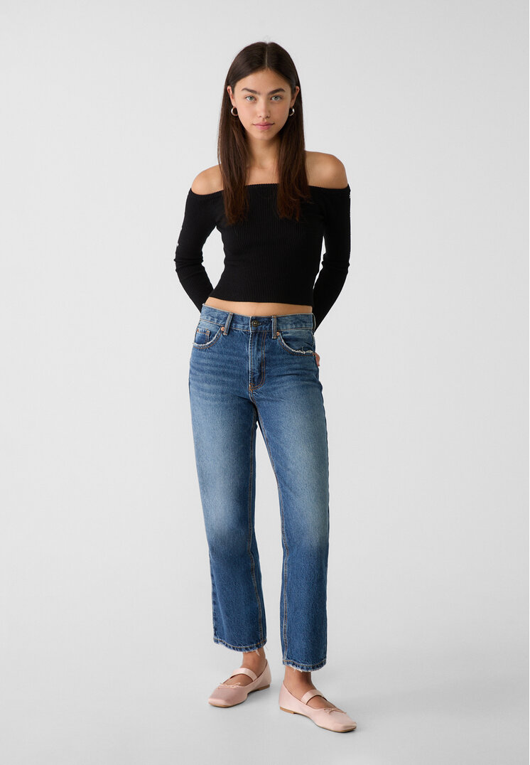 Stradivarius Blugi D96 Straight Fit Cropped Denim 36