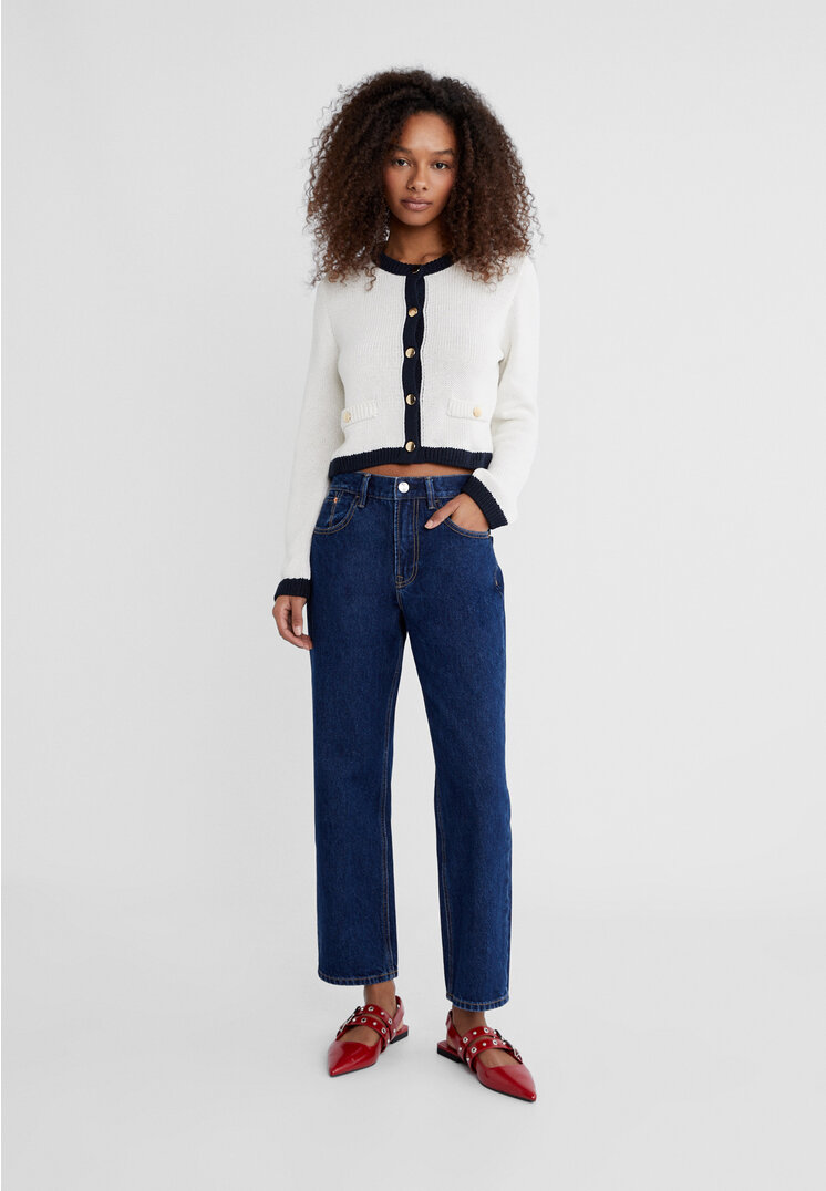 

Stradivarius Cropped-Jeans im Straight-Fit Jeansblau 32