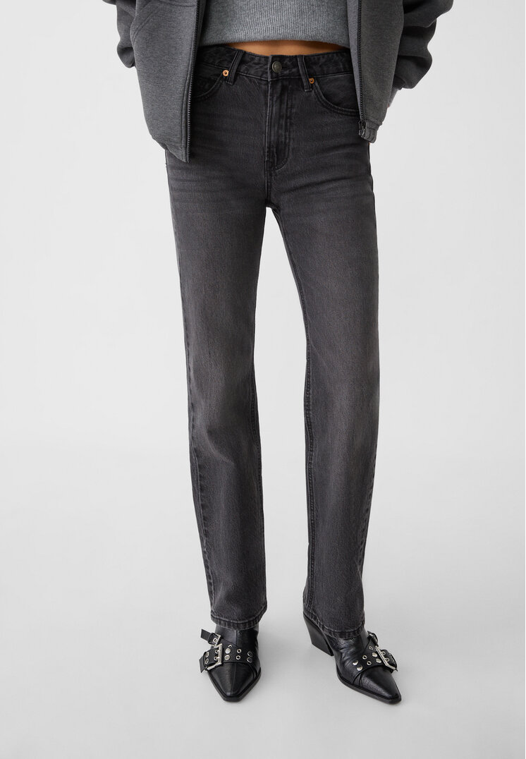 Stradivarius D98 straight-leg vintage effect jeans  Black denim 8