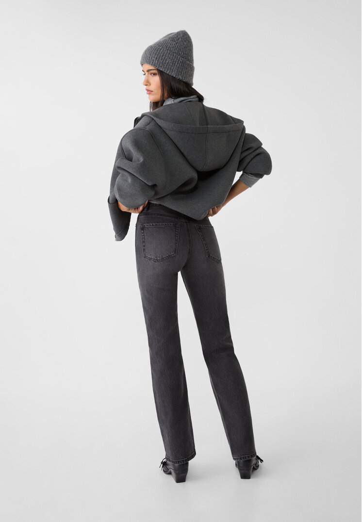 Stradivarius D98 straight-leg vintage effect jeans  Black denim 8