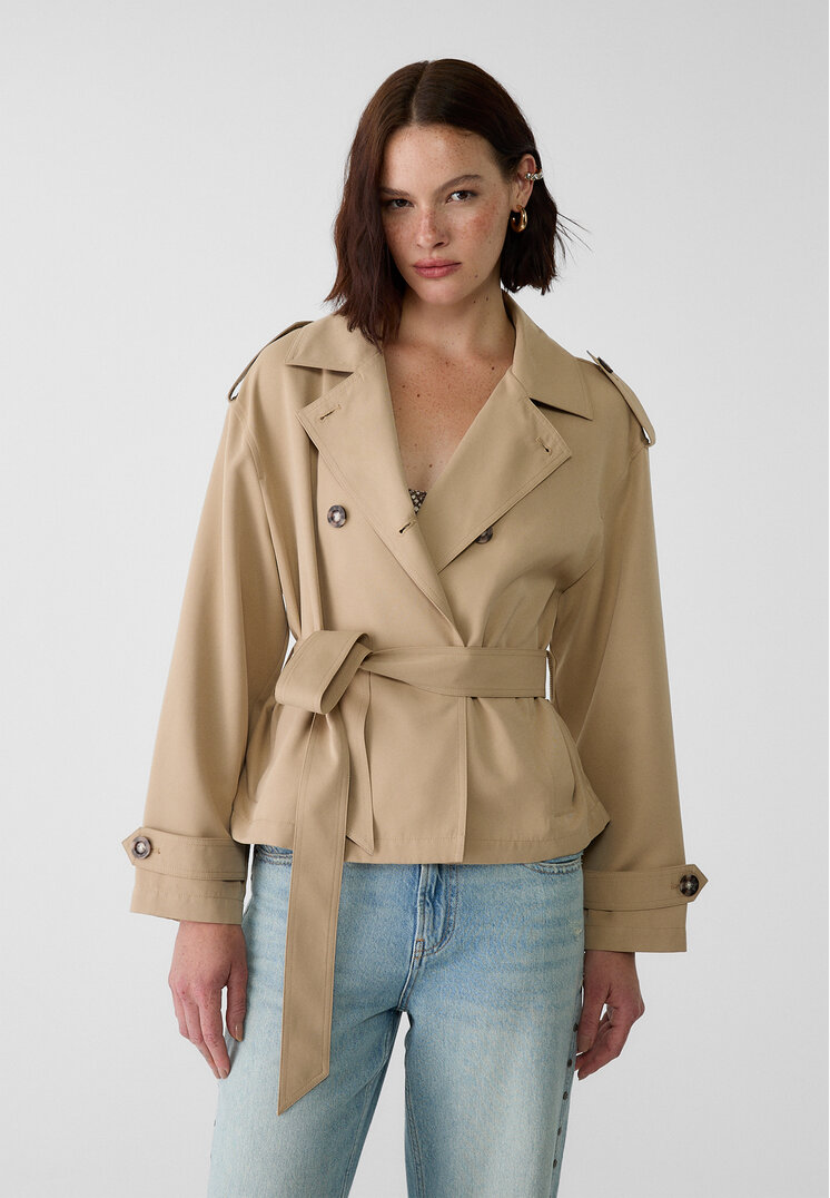 Stradivarius Trenci Scurt Cu Curea Piatră L