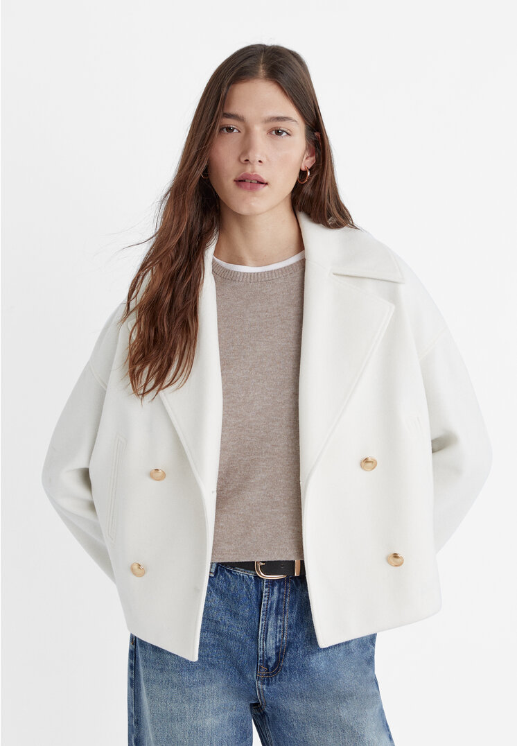 Stradivarius Palton Scurt Petrecut Transparent M