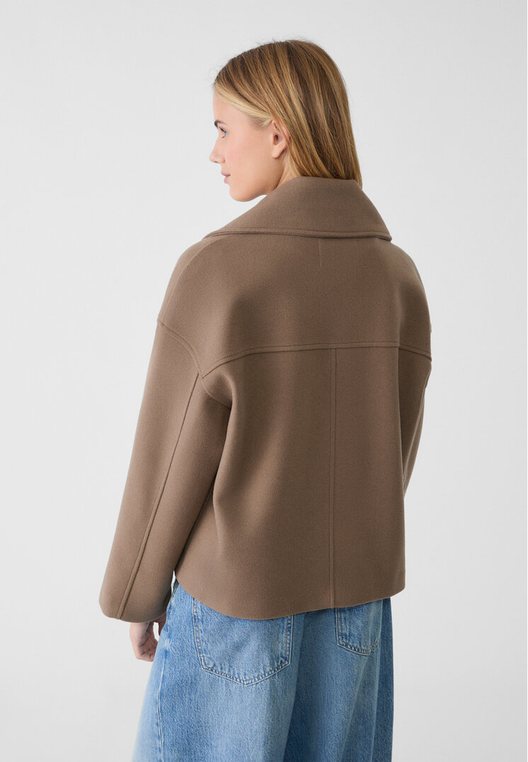 Stradivarius Short double-breasted coat  Brown XS