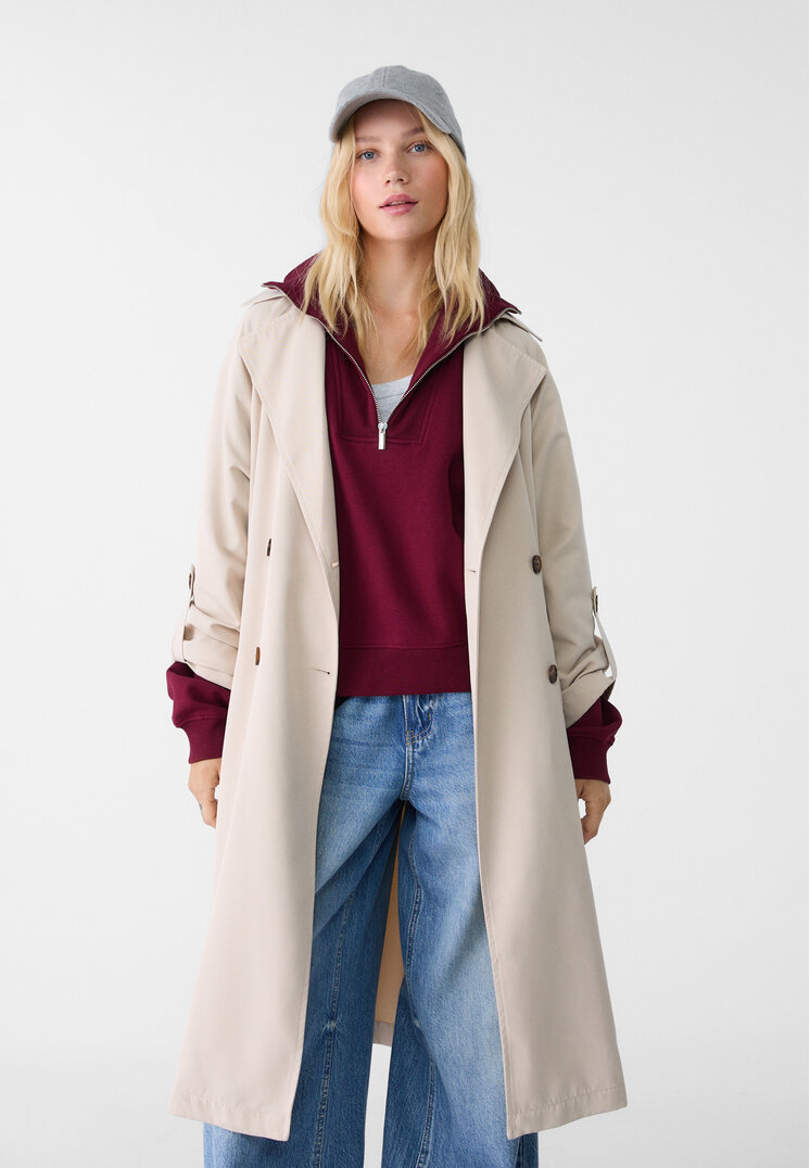 Stradivarius Trenci Lung Fluid Piatră S