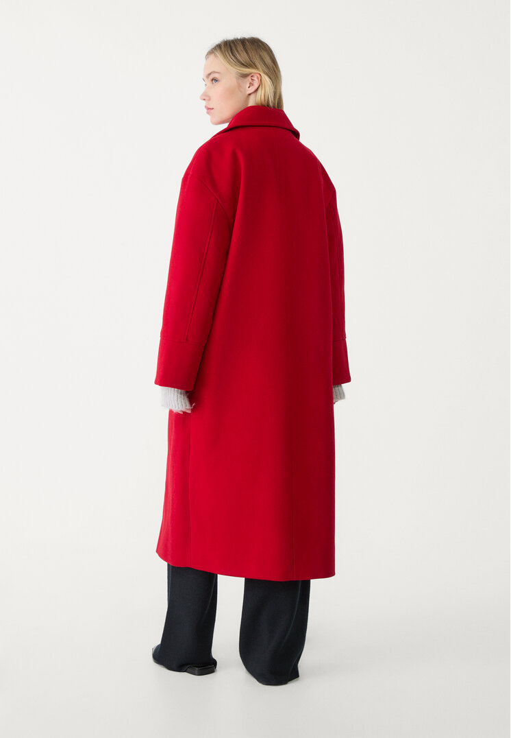 Stradivarius Cappotto lungo oversize Rosso L