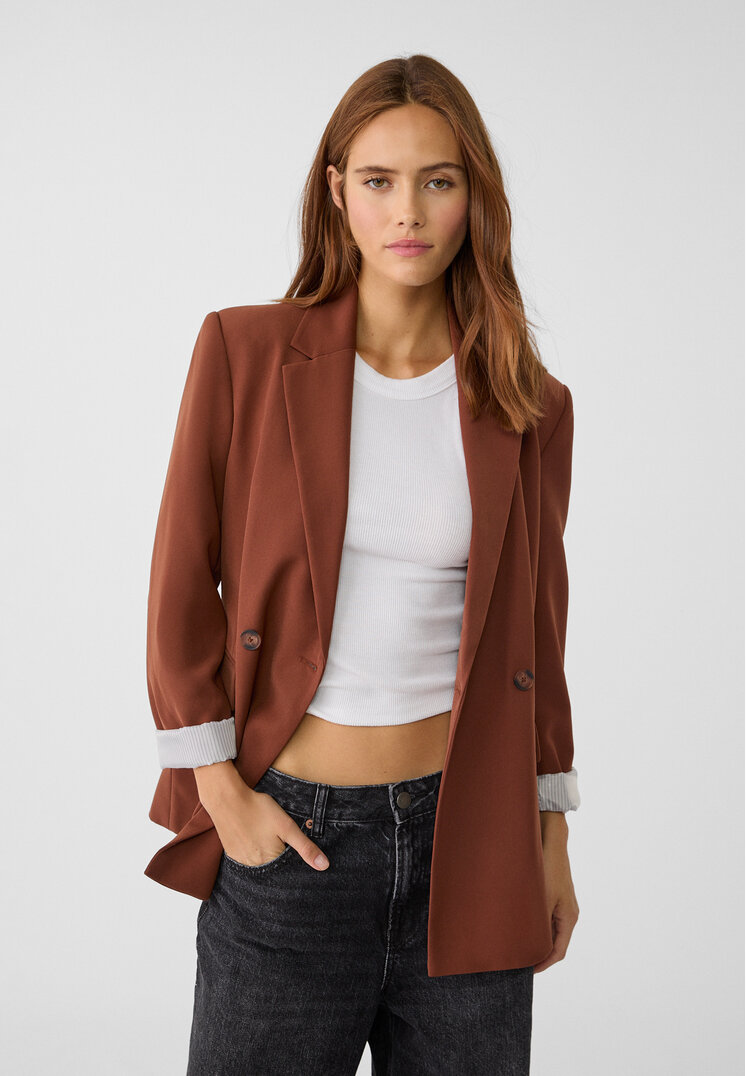 Stradivarius Blazer Slim Fit Petrecut Maro S