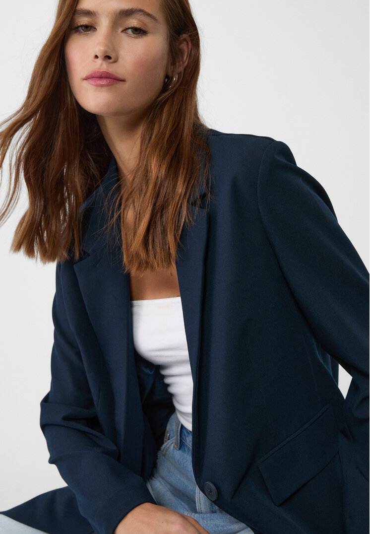 Stradivarius Blazer Regular Fit Bleumarin S