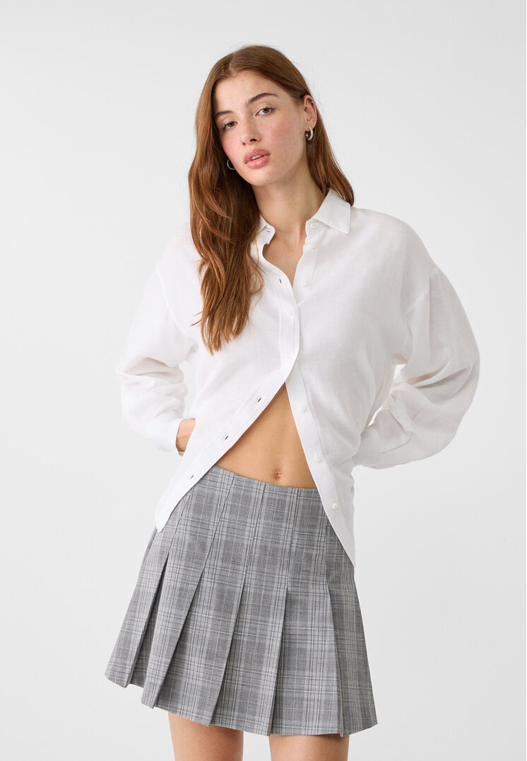 Stradivarius Cămașă Cu In Alb Xs
