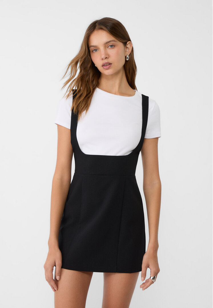 Stradivarius Rochie Scurtă Cu Bretele Negru S