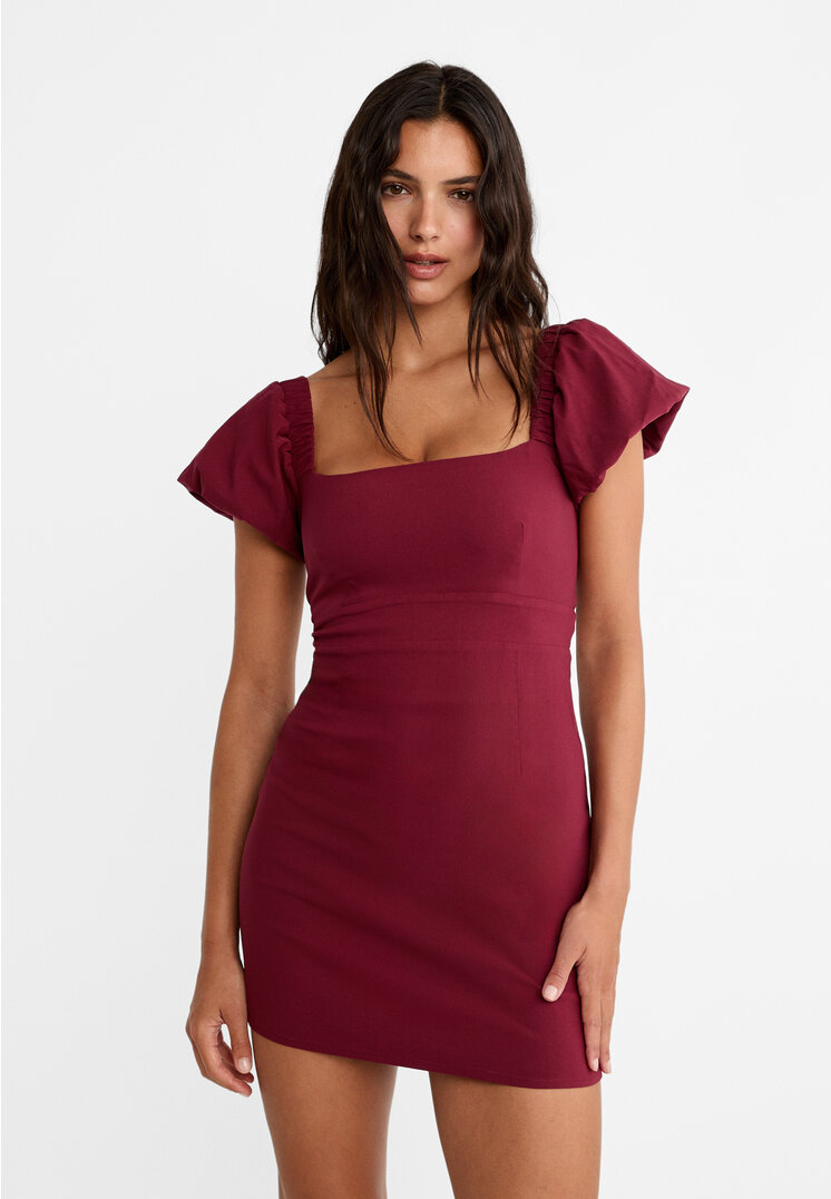 Stradivarius Rochie Scurtă Cu Spatele Gol Grena L