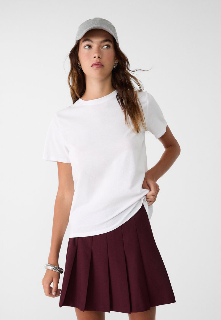 Stradivarius Tricou Simplu Cu Mânecă Scurtă Alb Xl