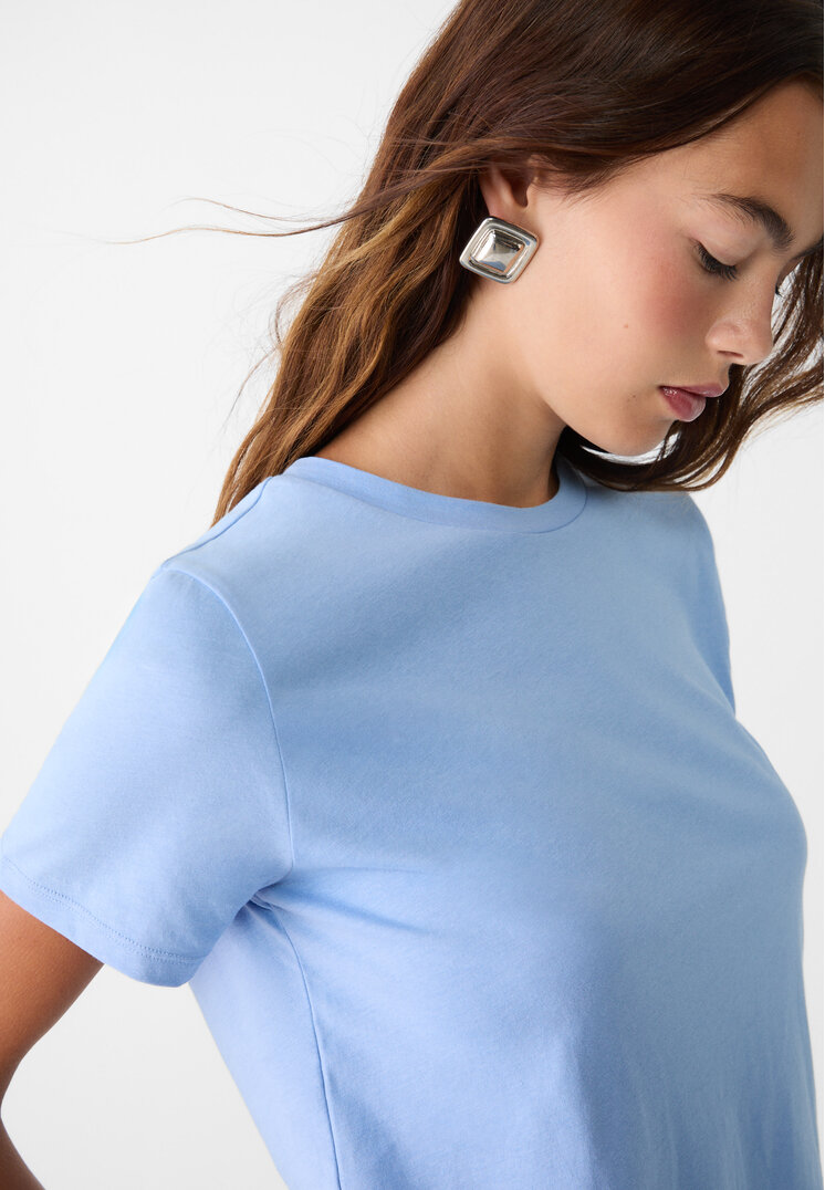 Stradivarius Maglietta basic a maniche corte  Celeste XL
