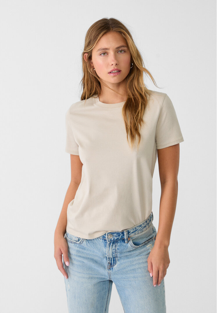 Stradivarius Tricou Simplu Cu Mânecă Scurtă Piatră Xl