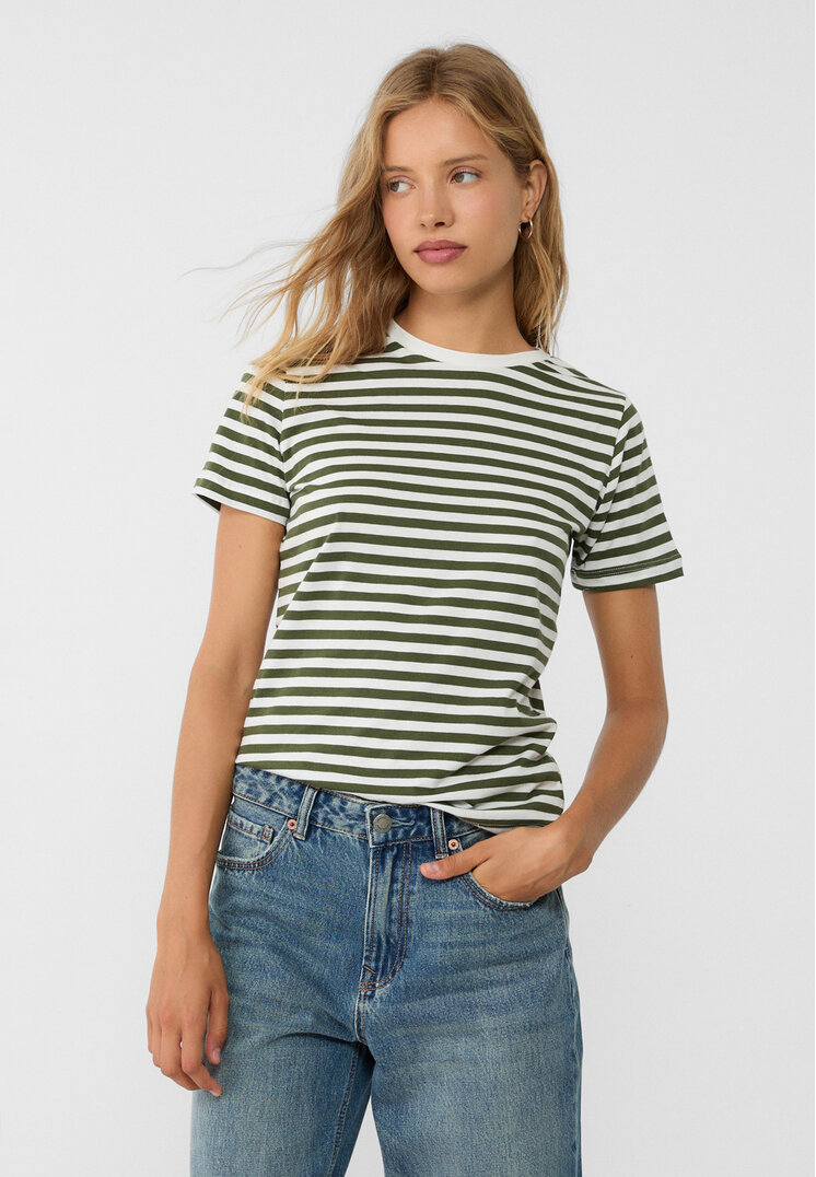 Stradivarius Tricou Simplu Verde M