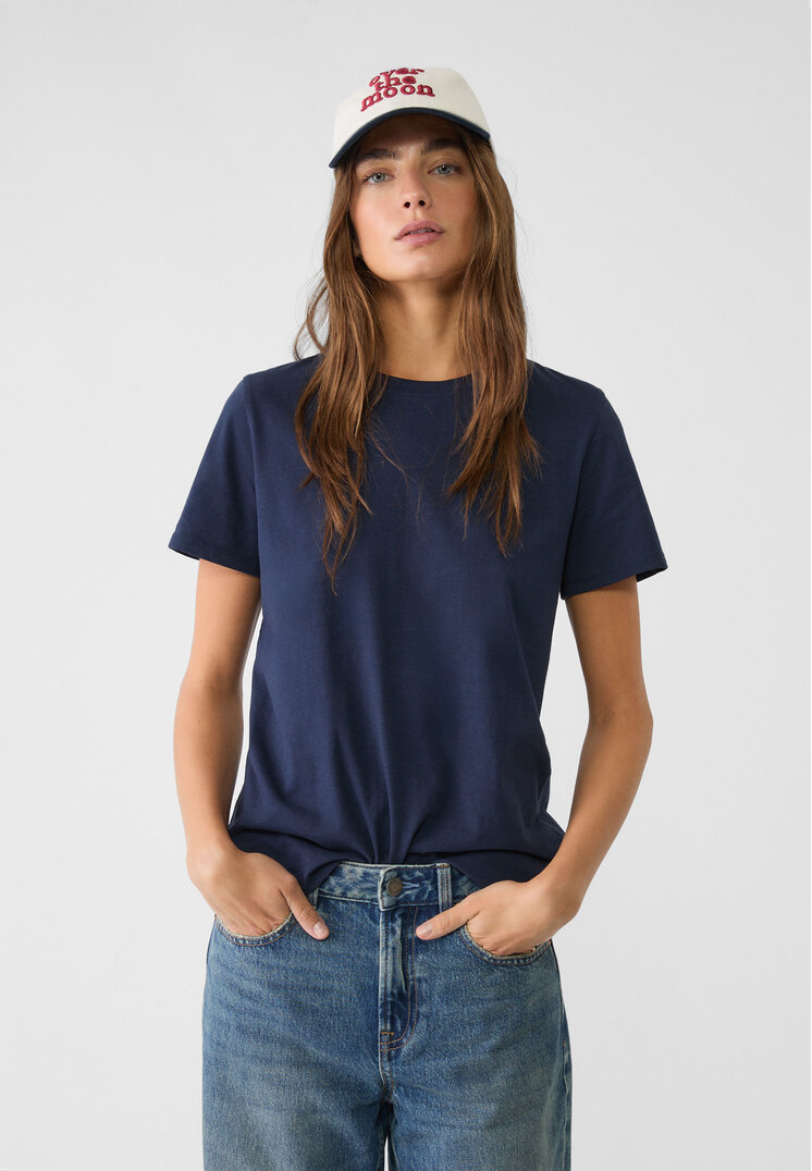 Stradivarius Tricou Simplu Cu Mânecă Scurtă Bleumarin M