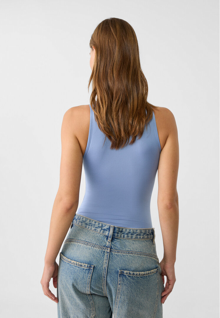 Stradivarius Polyamide halter bodysuit  Sky blue M