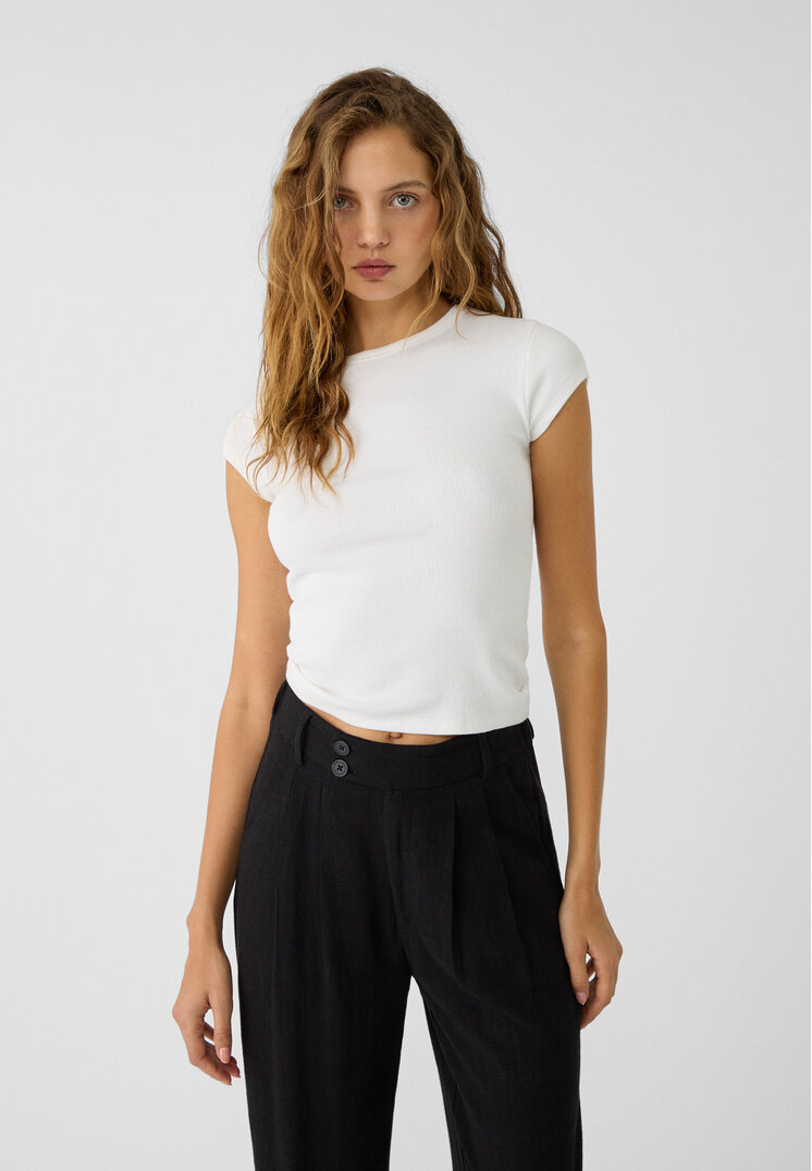 Stradivarius Tricou Reiat Alb L