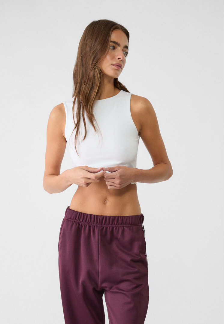 Stradivarius Tricou Fără Mâneci Din Bumbac Alb S