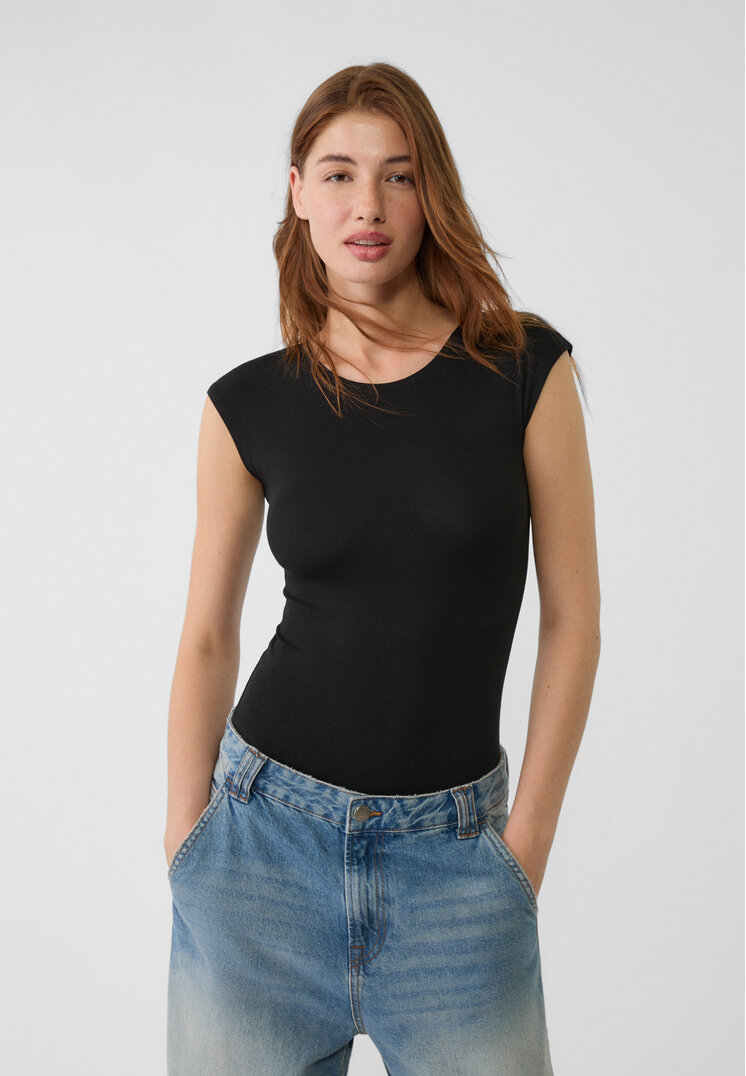Stradivarius Body Mini Cu Mânecă Negru M