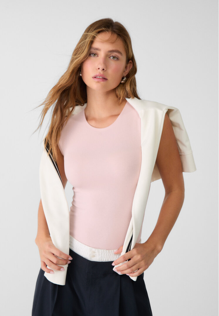 Stradivarius Body Mini Cu Mânecă Roz Pastel Xs