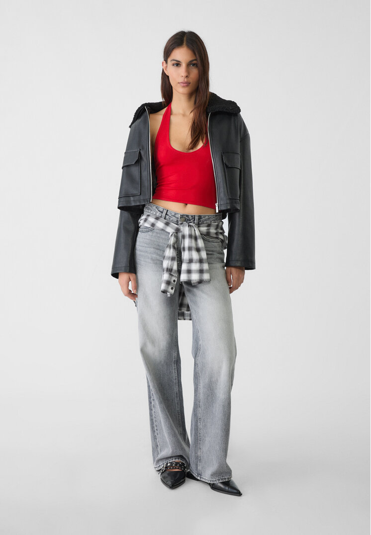 Stradivarius Halter crop top  Red S
