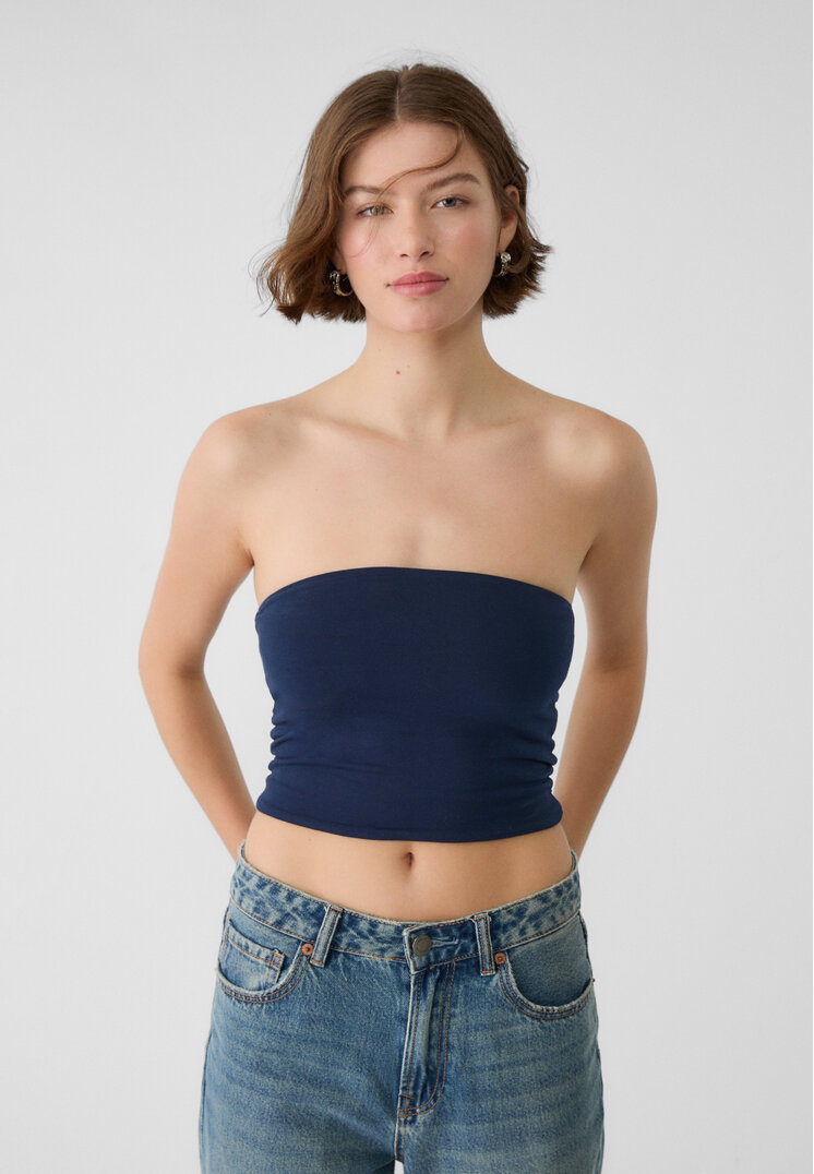 Stradivarius Top Bandeau Bleumarin S