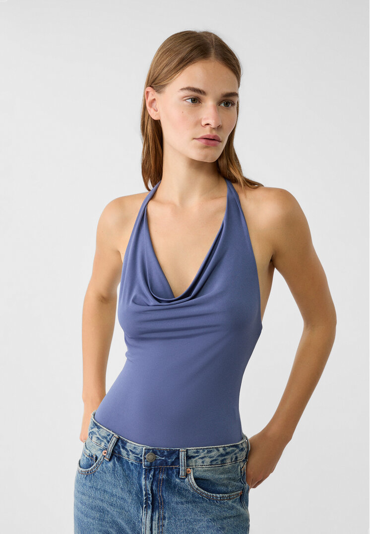 Stradivarius Body Drapat Indigo S