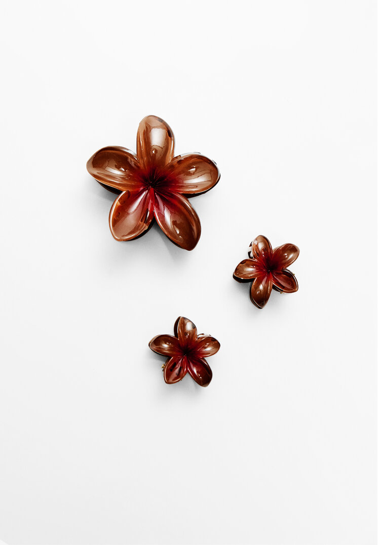 Stradivarius Set De 3 Clame De Păr Floare Maro Os