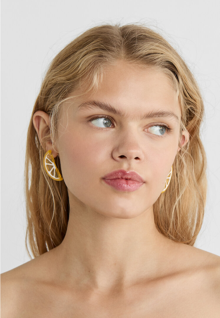 Stradivarius Lemon earrings Gold OS