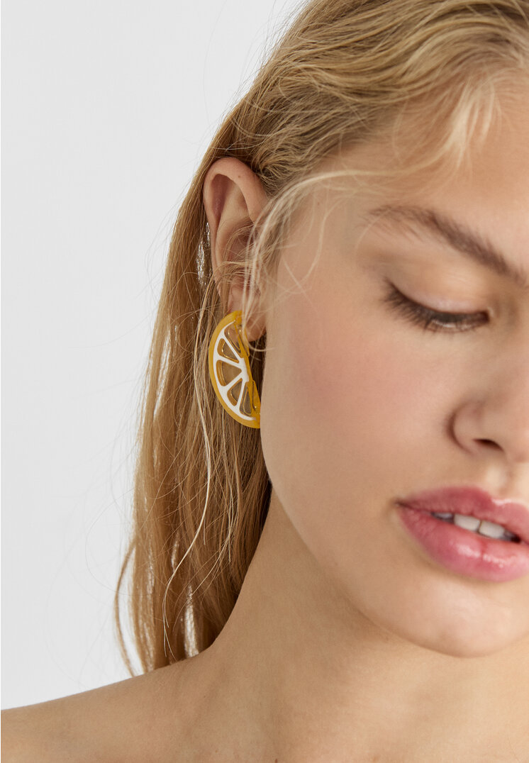 Stradivarius Lemon earrings Gold OS