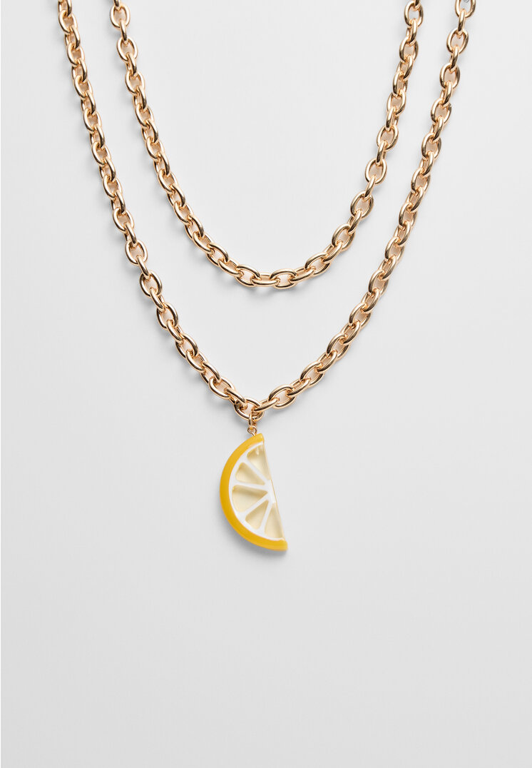 Stradivarius Set De 2 Coliere Cu Amuletă Lămâie Auriu Os