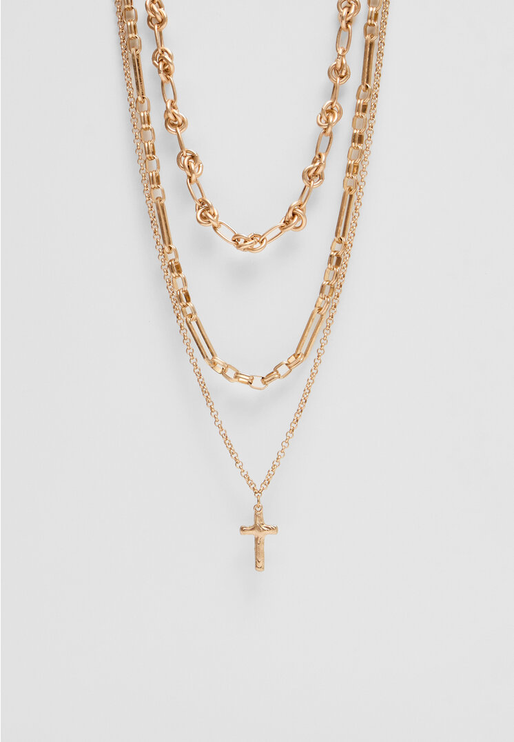 

Stradivarius 3er-Set Ketten und Kreuz Goldfarben OS