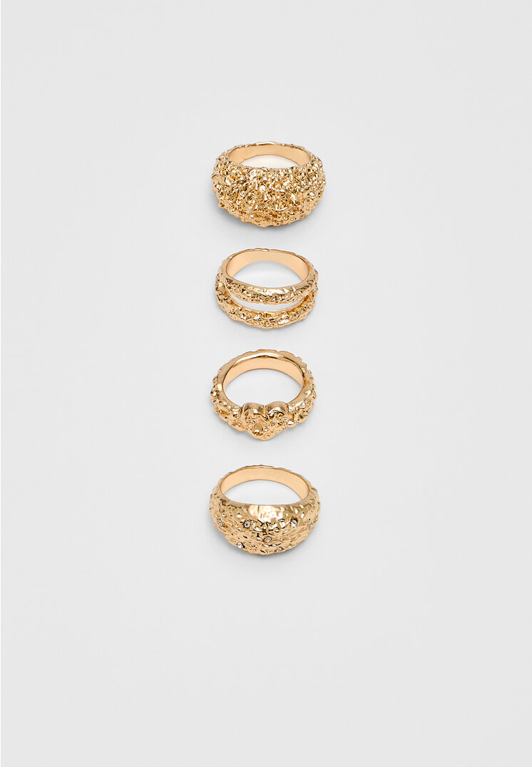

Stradivarius 4er-Set Ringe mit Textur Goldfarben OS