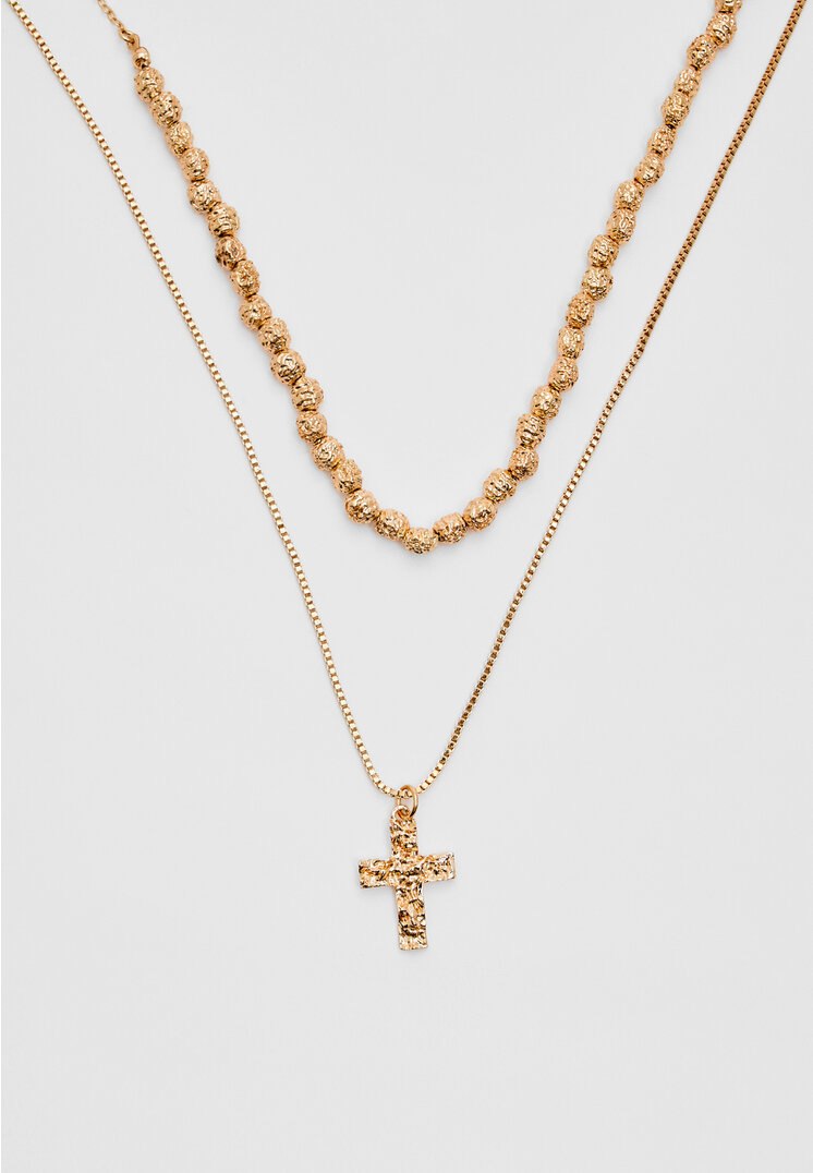 

Stradivarius 2er-Set Halsketten mit Kreuz und Textur Goldfarben OS