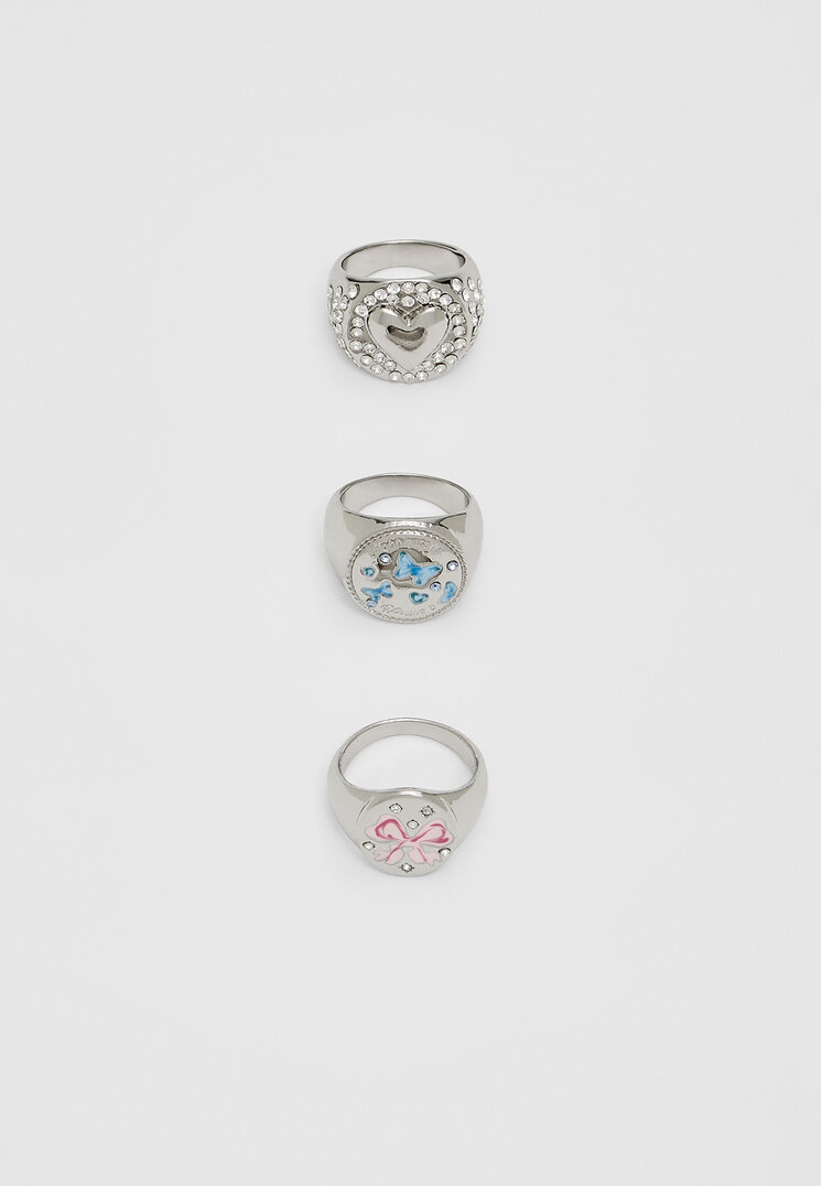 Stradivarius Set De 3 Inele Vopsite Gri Os
