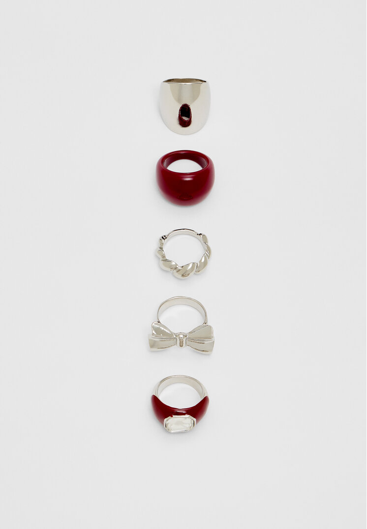 

Stradivarius 5-er Set Ringe kombinert Grau OS