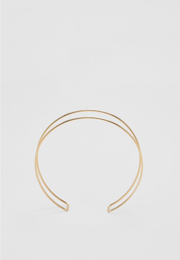 Stradivarius Choker Rigid Dublu Auriu Os