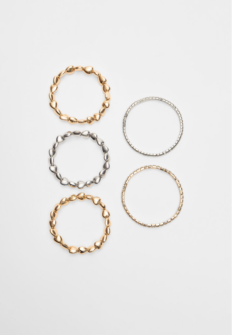 

Stradivarius 5er-Set Armbänder mit Herzen Goldfarben OS
