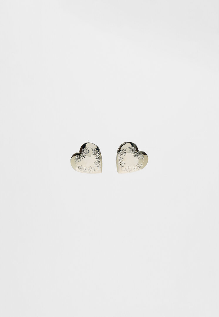 Stradivarius Cercei Inimă Locket Gri Os