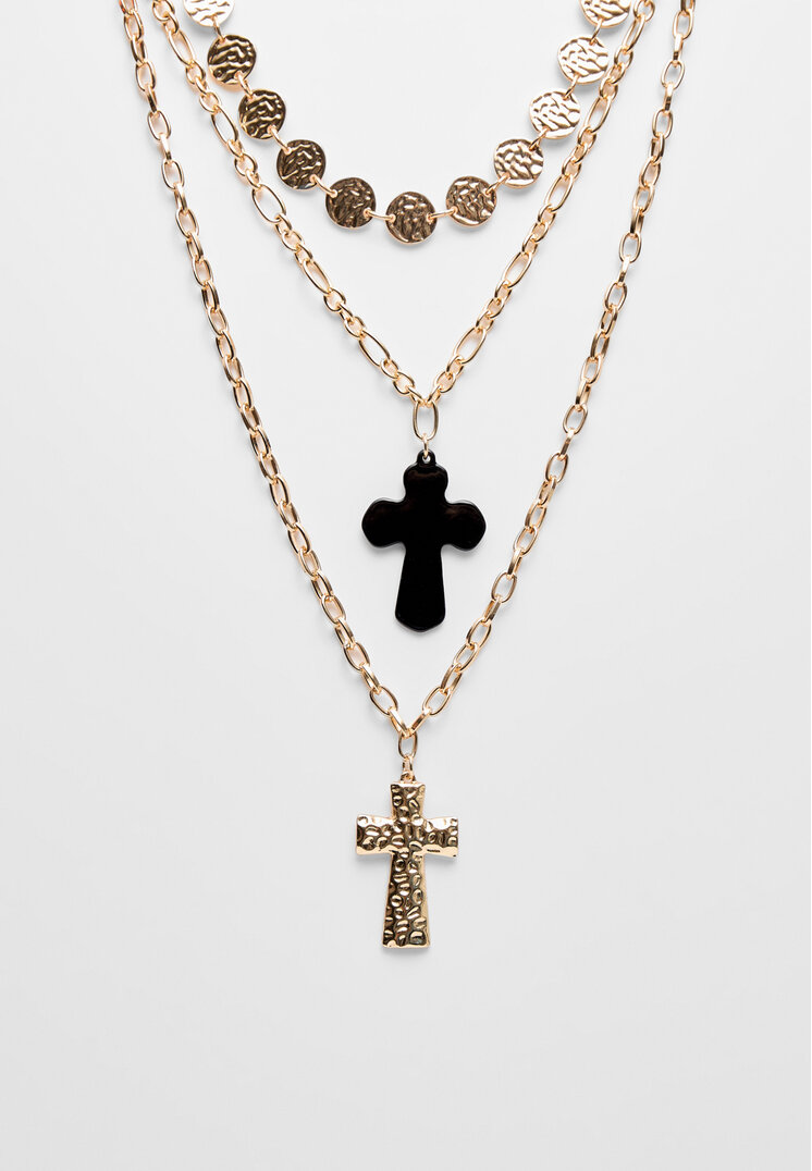 

Stradivarius 3er-Set Halsketten mit Kreuz Kontrast Goldfarben OS