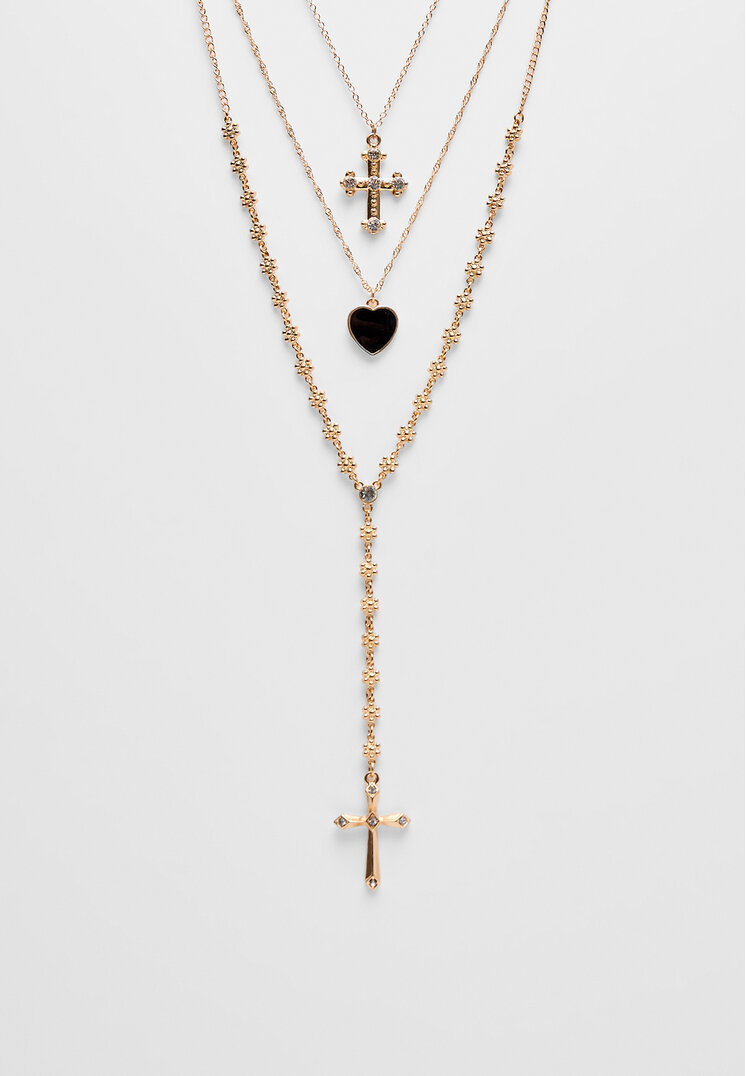 

Stradivarius 3er-Set Halsketten mit Herz und Kreuz Goldfarben OS