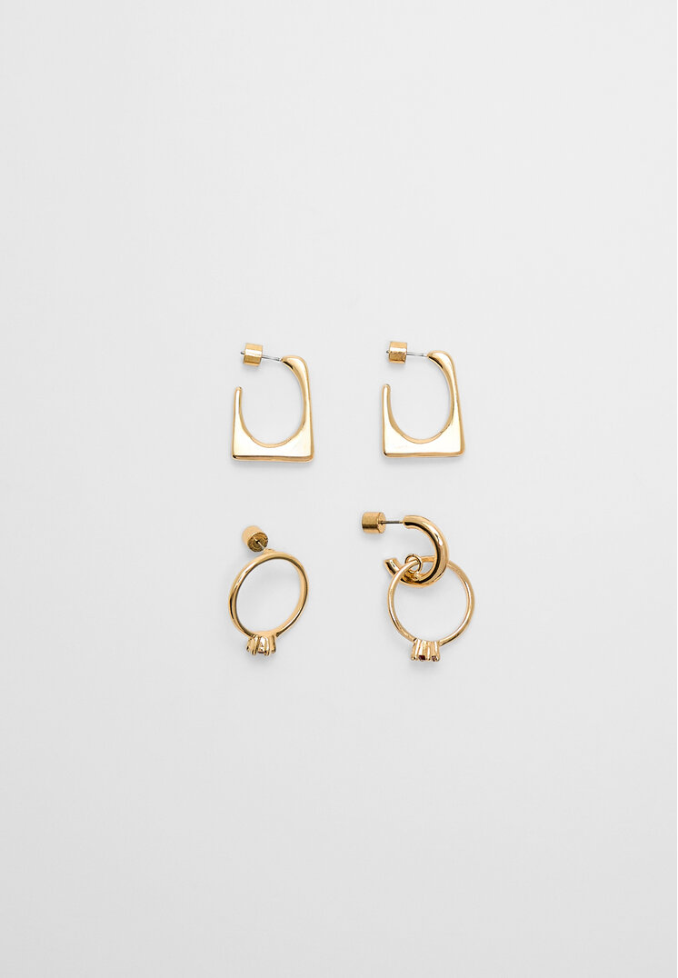 Stradivarius Set De 2 Perechi De Cercei Verigi Inel Auriu Os