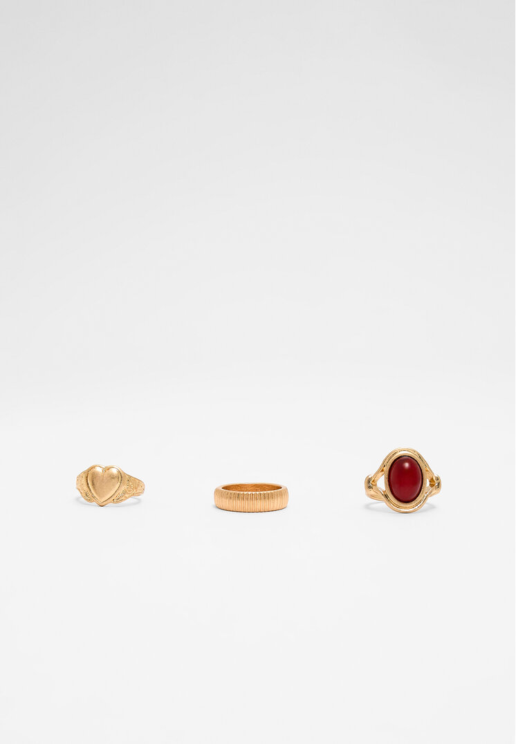 

Stradivarius 3er-Set Ringe mit Herz Goldfarben OS