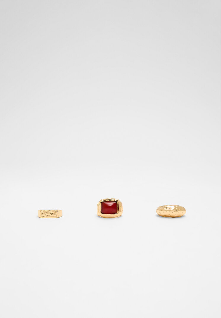 

Stradivarius 3-er Set kombinierte Ringe Goldfarben OS