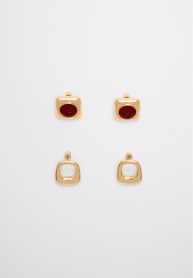 Stradivarius Set De 2 Perechi De Cercei Geometrici Grena Os