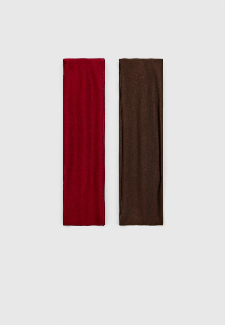 

Stradivarius 2er-Set elastische Haarbänder Granatrot OS