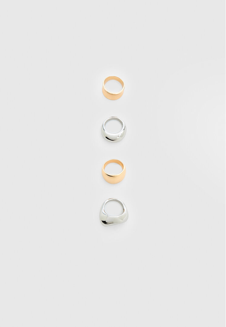 

Stradivarius 4-er Set Ringe Volumen Goldfarben OS